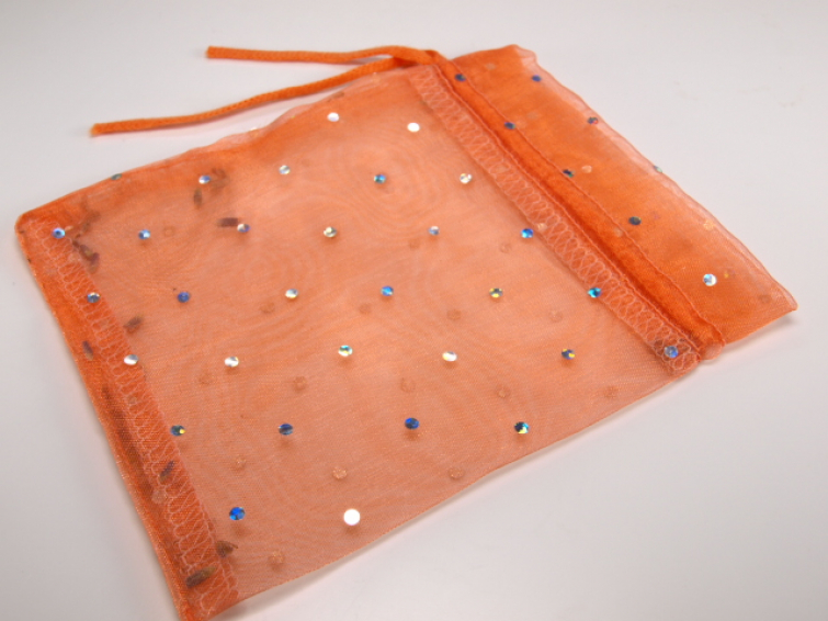 Stoffsäckchen Organza orange mit Punkten